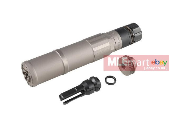 Airsoft Artisan CG Style Dummy Silencer with DA Flash Hider ( 14mm CCW ) ( Titanium Grey ) - MLEmart.com