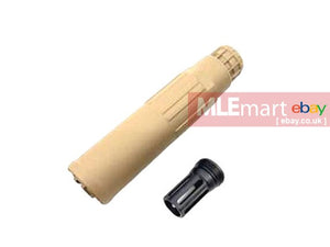 Airsoft Artisan CG SGI-6 Style Dummy Silencer with Birdcage Flash Hider ( Tan ) - MLEmart.com