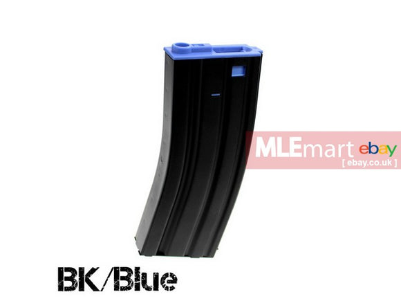 MLEmart.com - S&T M4 Metal Hi-Cap 300 Rds AEG Magazine Black & Blue Top