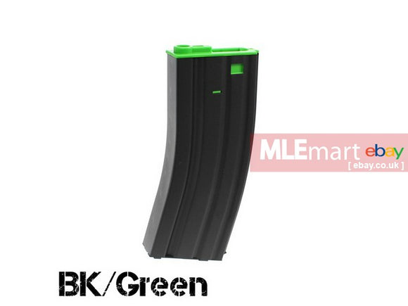 MLEmart.com - S&T M4 Metal Hi-Cap AEG Magazine (300 Rds) Black & Green Top