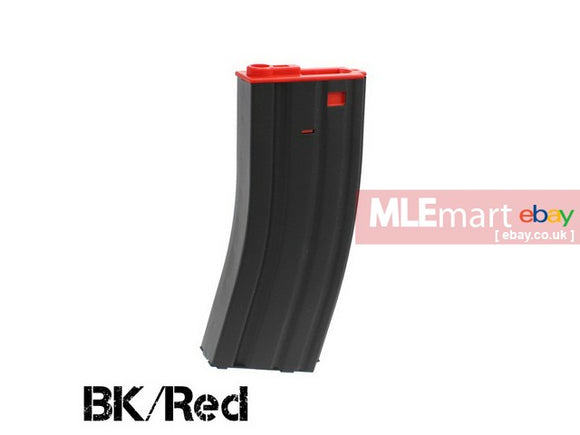 MLEmart.com - S&T M4 Metal Hi-Cap AEG Magazine (300 Rds) Black & Red Top