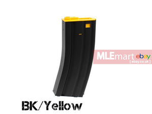 MLEmart.com - S&T M4 Metal Hi-Cap 300 Rds AEG Magazine Black & Yellow Top