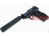 WE Short Outer Barrel P38 GBB Pistol with Metal Silencer (Black) - MLEmart.com