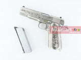 WE Double Barrel M1911A1 Classic Floral Pattern GBB Pistol (SV) - MLEmart.com