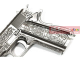 WE M1911A1 Classic Floral Pattern GBB Pistol (Silver) - MLEmart.com