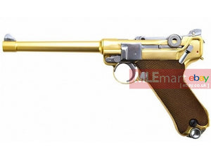 WE Luger P08 6" Full Metal GBB Pistol (Gold) - MLEmart.com