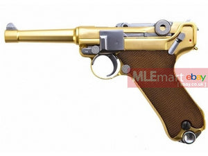 WE Luger P08 4 inch GBB Pistol (Gold) - MLEmart.com