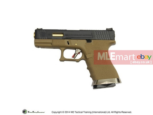 WE G19 GBB Brand War Ver (BK Slide, Tan Frame with Gold Barrel) - MLEmart.com