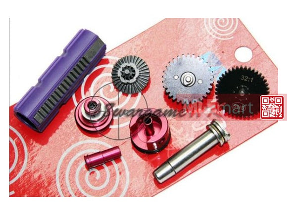 SHS M4 High Torque 32:1 Gear Tune-Up Set with 15 Full Steel Teeth Piston (Purple) - MLEmart.com