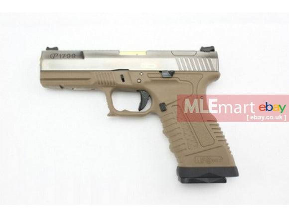 WE GP1799 GBB Pistol (Silver Slide,Tan Frame,Gold Barrel ) - MLEmart.com