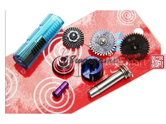 SHS SR-25 High Speed Gear Tune-Up Set with 7 Steel Teeth Piston (Clear Blue) - MLEmart.com