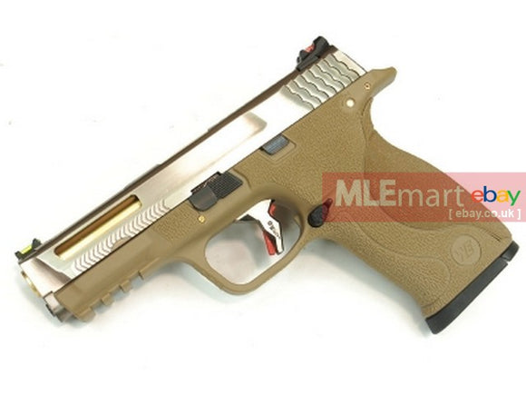 WE N&P XW40 Force Stealth Slide BIG BIRD with Gold Barrel GBB - 2 Tone Tan Frame - MLEmart.com