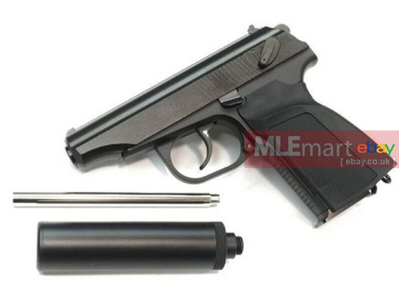 WE Metal MAKAROV GBB Pistol with Silencer (Black , no marking) - MLEmart.com