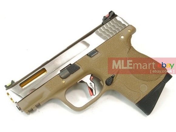 WE Metal Slide M&P Compact Semi-Auto Force GBB (Silver Slide/Gold Barrel/Tan Frame) - MLEmart.com