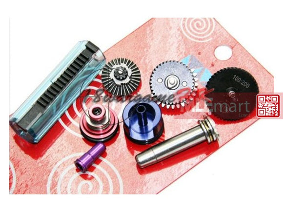 SHS M4 High Speed 100:200 Gear Tune-Up Set with 14 Full Steel Teeth Piston (Clear Blue) - MLEmart.com