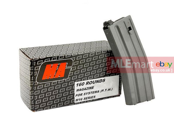 MLEmart.com - MAG 160rd Metal Magazine for SYSTEMA PTW M4 / M16 Series AEG (4pcs)