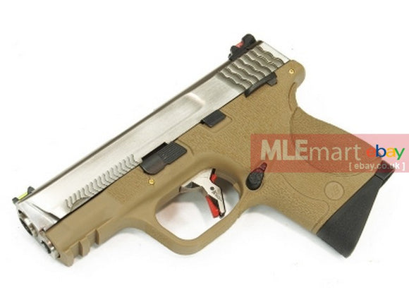 WE Metal Slide M&P Compact Semi-Auto GBB (Silver Slide/Silver Barrel/Tan Frame) - MLEmart.com