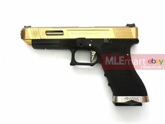 WE G34 GBB Pistol (Gold Slide,Black Frame, Silver Barrel) - MLEmart.com