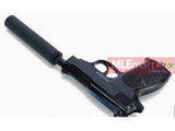 WE Short Outer Barrel P38 GBB Pistol with Metal Silencer (Black) - MLEmart.com