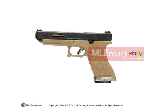 WE G34 GBB Pistol (Black Slide,Tan Frame,Gold Barrel) - MLEmart.com