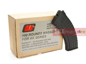 MLEmart.com - MAG 100rd Waffle Magazine for AK Series AEG (Black, 5pcs)