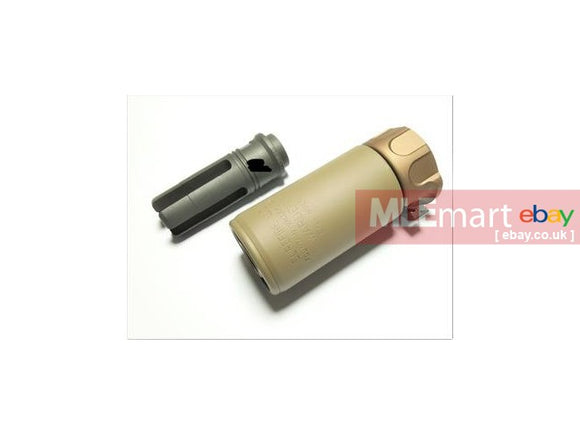 Airsoft Artisan SF Style Silencer w/ 4-prong Steel Flash Hider 14mm CCW - DE - MLEmart.com