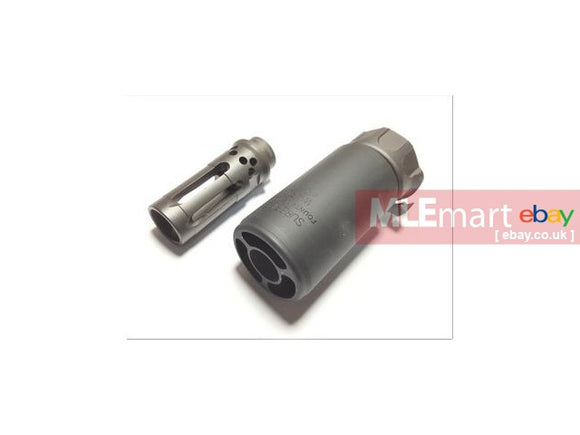 Airsoft Artisan SF Style Silencer w/ W COMP Steel Flash Hider 14mm CCW - Black - MLEmart.com