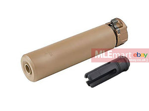 Airsoft Artisan SF Style 556-RC Silencer w/ 4-Prong Steel Flash Hider 14mm CCW (6.2-inch / DE) - MLEmart.com