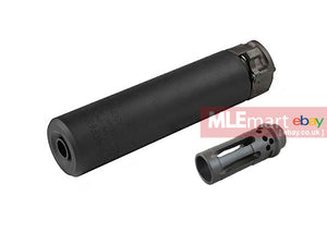 Airsoft Artisan SF Style 556-RC Silencer w/ W COMP Steel Flash Hider 14mm CCW (6.2-inch / Black) - MLEmart.com