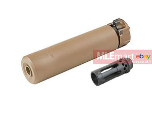 Airsoft Artisan SF Style 556-RC Silencer w/ W COMP Steel Flash Hider 14mm CCW (6.2-inch / DE) - MLEmart.com