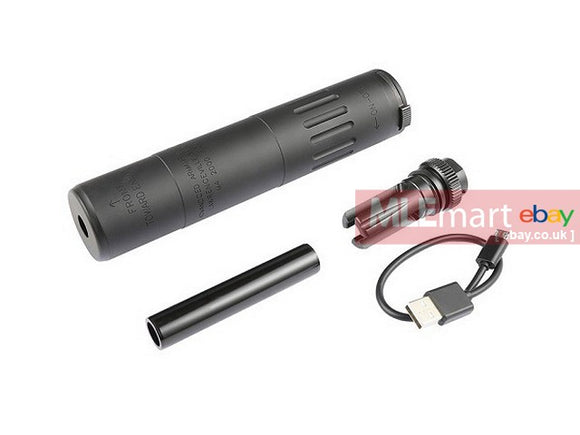 Airsoft Artisan M4 2000 Style Dummy Silencer with Flash Hider 14mm CCW + AT2000R Tracer Unit ( BK ) - MLEmart.com