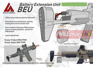 Airtech Studios Battery Extension units BEUs for Krytac Trident MKII PDW & Alpha SDP PDW - Black - MLEmart.com