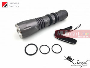 MLEmart.com - Lumens Factory Seraph SP-6, 2 Cell Flashlight (Body Only) - Charcoal Grey, Crenelated Bezel