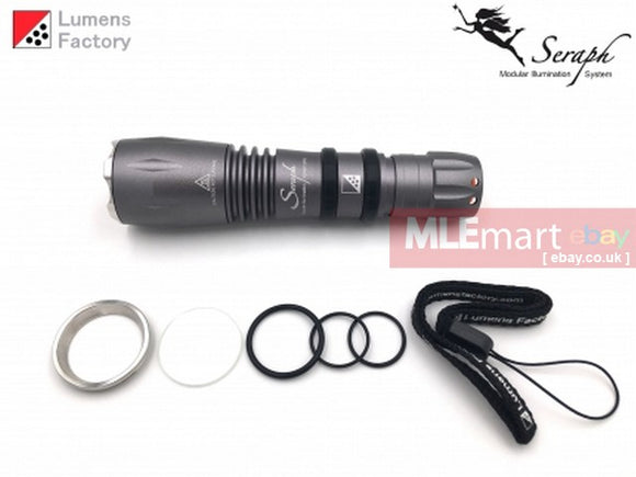 MLEmart.com - Lumens Factory Seraph SP-6, 2 Cell Modular Flashlight, Charcoal Grey - Cree XP-L2 Cool White (5500-6500K)