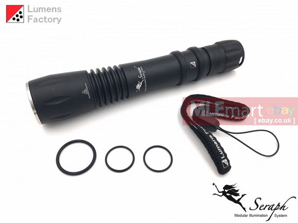 MLEmart.com - Lumens Factory Seraph SP-9, 3 Cell Flashlight (Body Only) - HA3 Flat/Matt Black, Flat Bezel