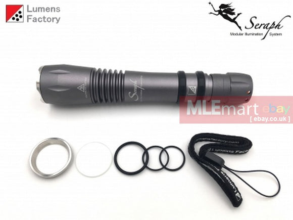 MLEmart.com - Lumens Factory Seraph SP-9, 3 Cell Modular Flashlight, Charcoal Grey (1 Mode) - Cree XP-L2 Cool White (5500-6500K)