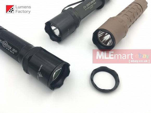 MLEmart.com - Lumens Factory Stainless Steel Bezel Ring for Surefire Z44 Bezels (Smooth Version) - QPQ Black Bezel (Crenelated)