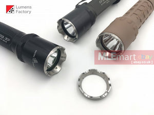 MLEmart.com - Lumens Factory Stainless Steel Bezel Ring for Surefire Z44 Bezels (Slotted Version) - Stainless Steel Bezel (Crenelated)