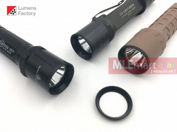 MLEmart.com - Lumens Factory Stainless Steel Bezel Ring for Surefire Z44 Bezels (Slotted Version) - QPQ Black Bezel (Flat)