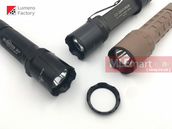 MLEmart.com - Lumens Factory Stainless Steel Bezel Ring for Surefire Z44 Bezels (Slotted Version) - QPQ Black Bezel (Crenelated)