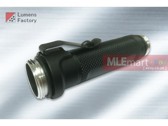 MLEmart.com - Lumens Factory E Series 2 Cell Flashlight Body HA3 Black - Short Clip Version