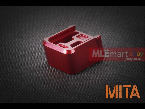 MLEmart.com - MITA Marui glock CNC aluminum mag base-Red-thick - MITA-P096-RD