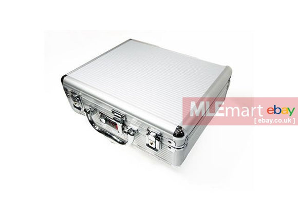 Saph Aluminium Pistol Case with Lock Size:(278 x 235 x 100)mm (Black & Silver) - MLEmart.com