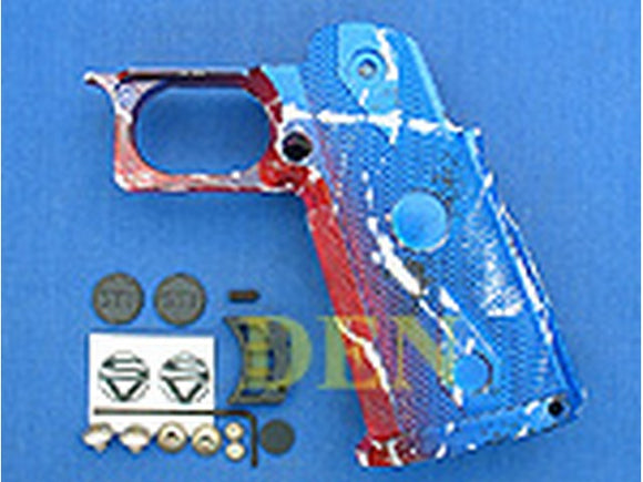 Shooters Design Real Pistol Grip For Marui Hi Capa 5.1 Government (Custom Color - Red & Blue) - MLEmart.com