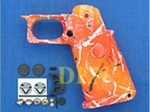 Shooters Design Real Pistol Grip For Marui Hi Capa 5.1 Government (Custom Color - Yellow & Orange) - MLEmart.com