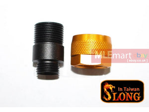 SLONG Aluminum Muzzle Adapter W/Thread Protector for WE GBB (Type B-Gold )+11 to -14mm) - MLEmart.com