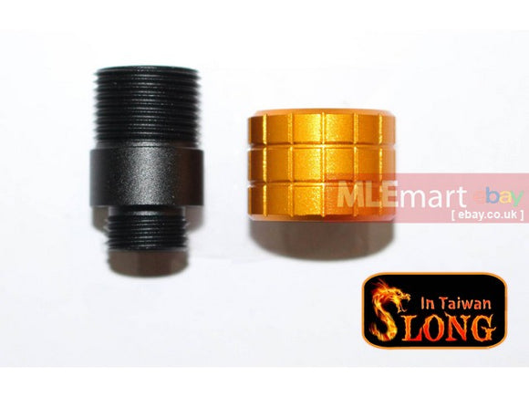 SLONG Aluminum Muzzle Adapter W/Thread Protector for WE GBB (Type D-Gold )+11 to -14mm) - MLEmart.com