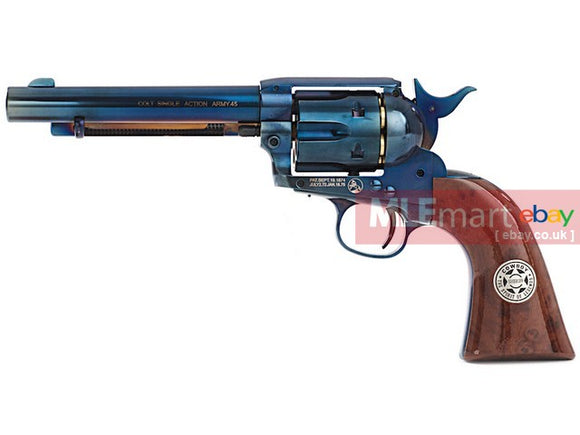 Umarex SAA .45 Co2 (GK Custom 6mm Version) Metal Revolver (Blue / Brown) - Cowboy Police Version (by WinGun) - MLEmart.com