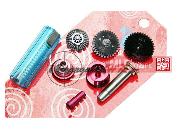 SHS M4 High Torque 18:1 Gear Tune-Up Set with 1 Steel Tooth Piston (Clear Blue) - MLEmart.com