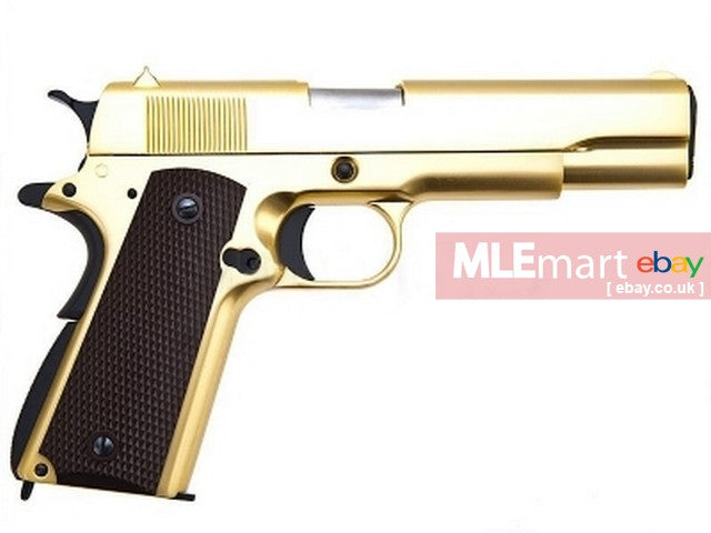 We Colt M1911a1 Full Metal Gbb Pistol Gold Brown Grip With 2 Mag 7154